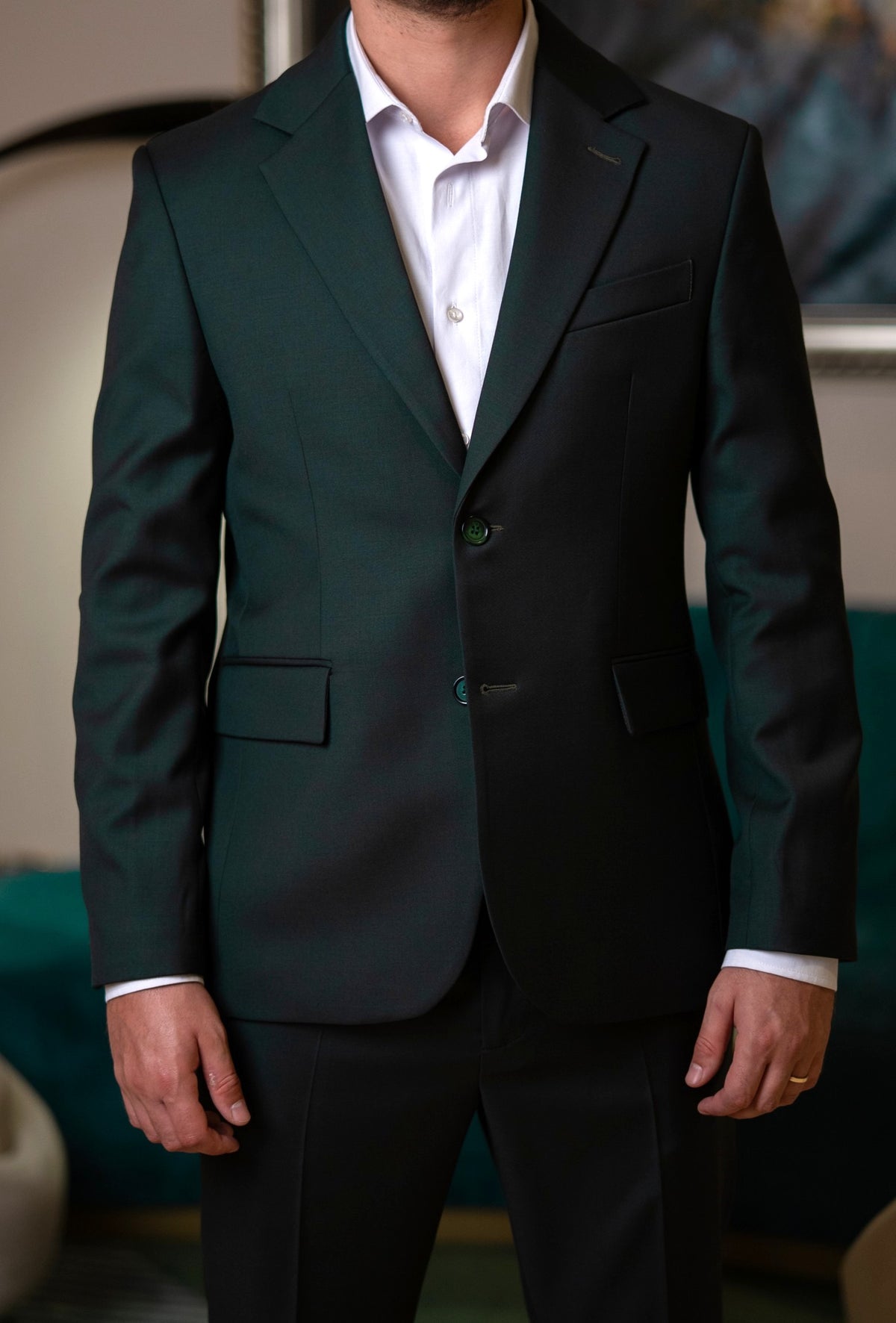 Costum barbati verde inchis 100% lana Vitale Barberis Canonico