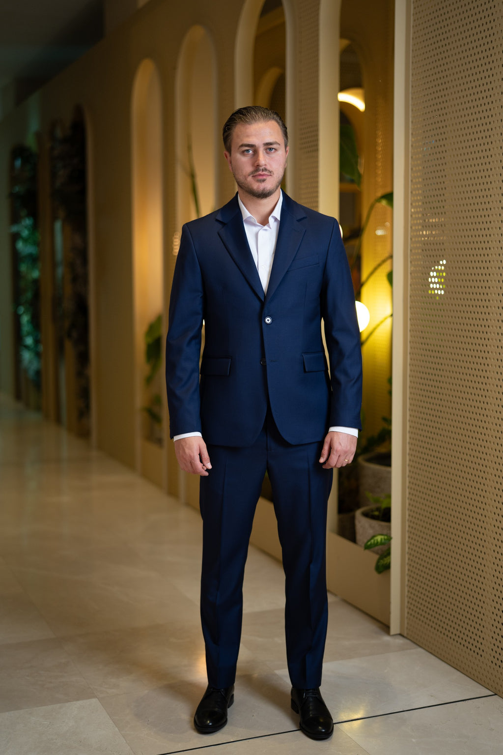 Costum barbati albastru inchis 100% lana Vitale Barberis Canonico