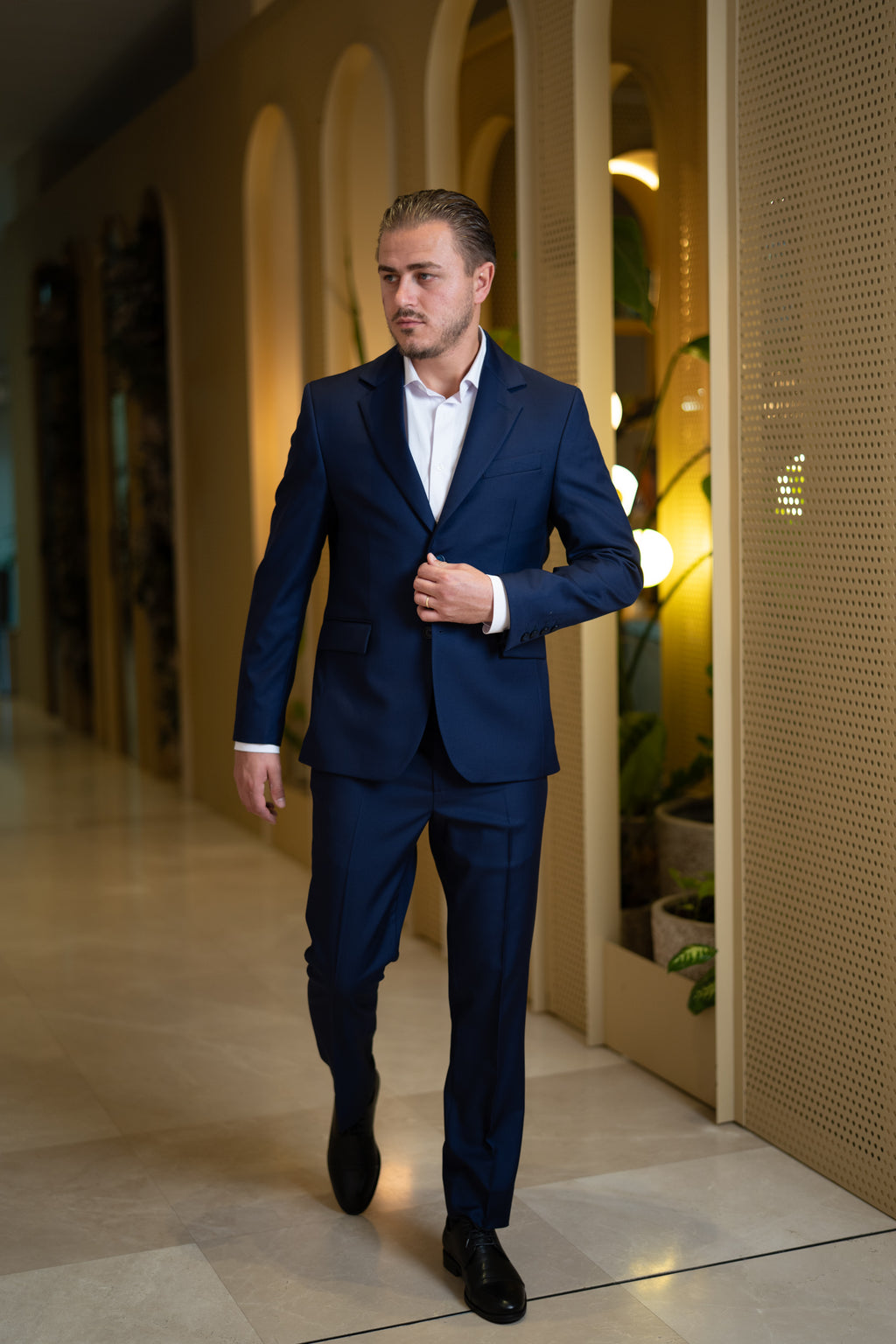 Costum barbati albastru inchis 100% lana Vitale Barberis Canonico
