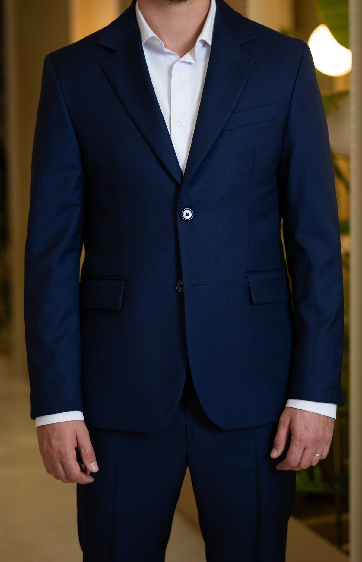 Costum barbati albastru inchis 100% lana Vitale Barberis Canonico