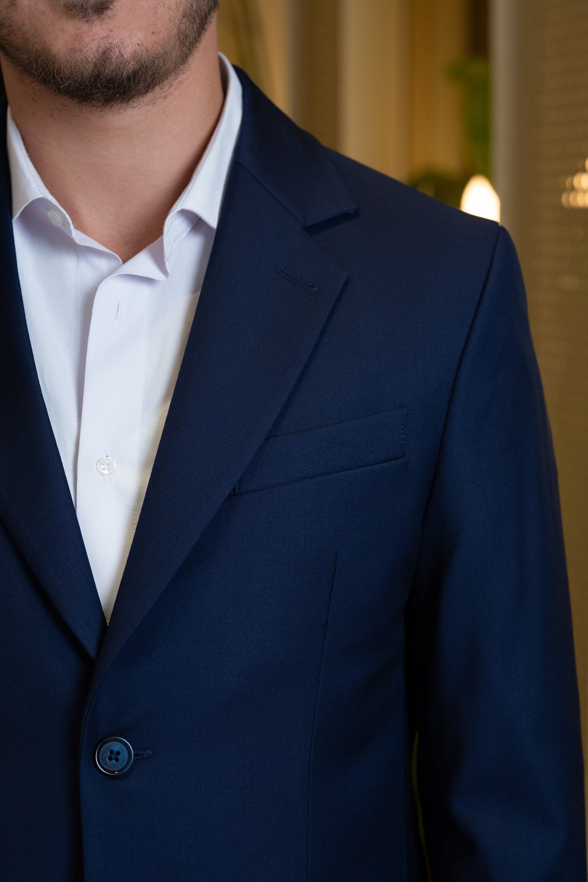 Costum barbati albastru inchis 100% lana Vitale Barberis Canonico