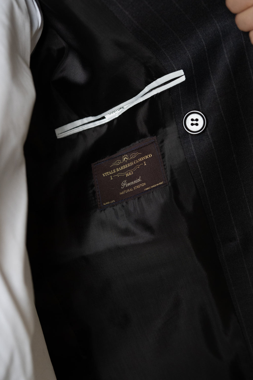 Costum barbati gri antracit dungi 100% lana Vitale Barberis Canonico