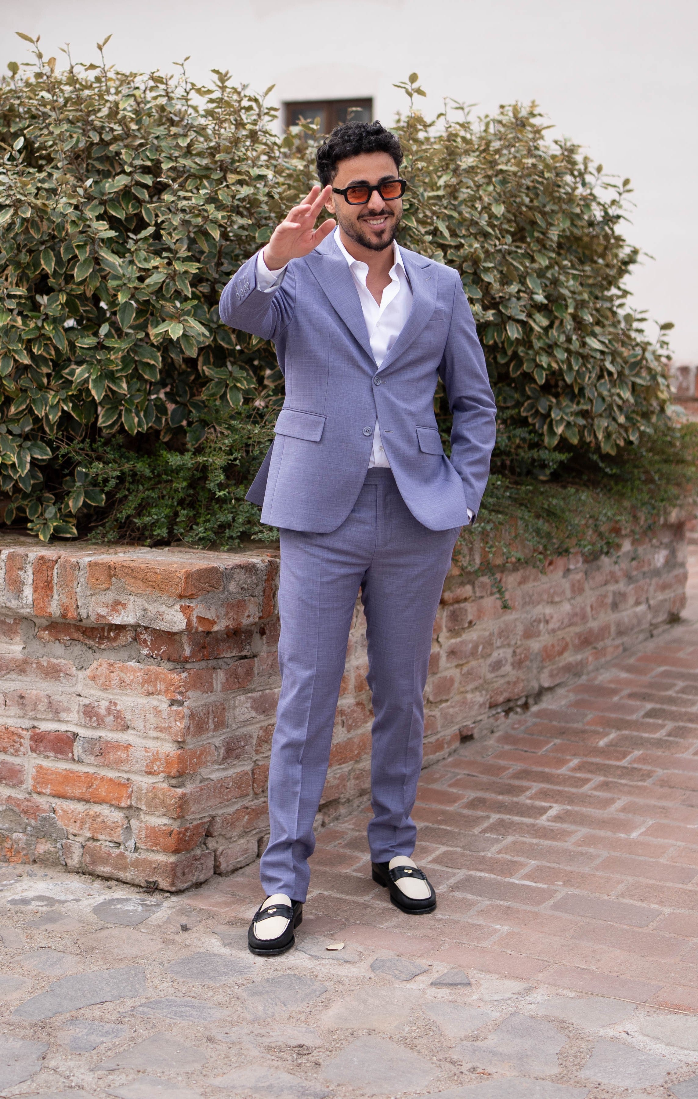 Costum barbati mov cenusiu