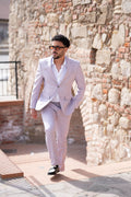 Costum barbati roz deschis