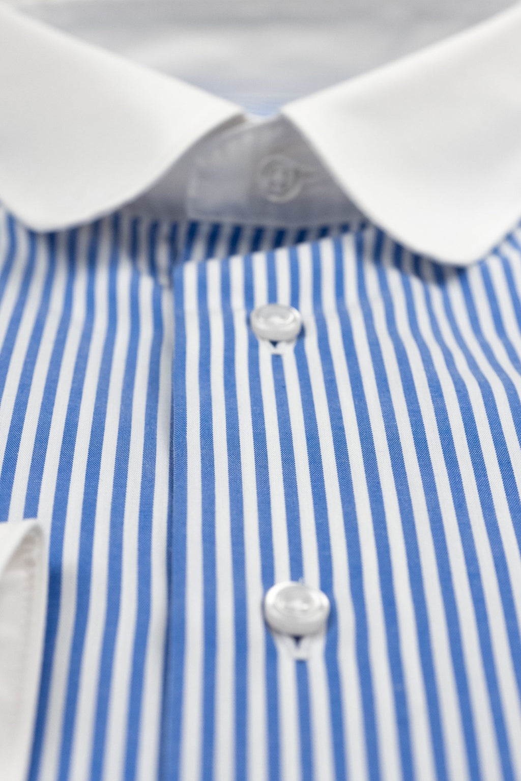 (product) Camasa barbati bumbac in dungi bleu guler ”Club” slim fit easy iron Cms06bl-ei