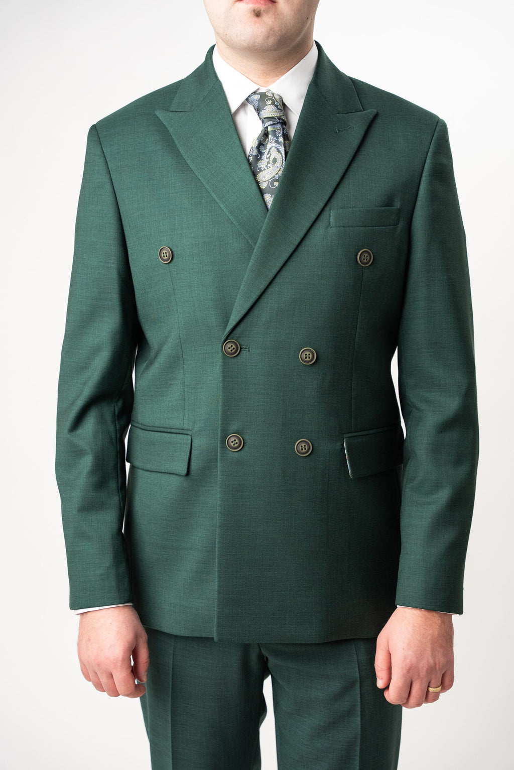 (product) Costum Barbati Verde Doua Randuri de nasturi Tailored Fit Cfg319