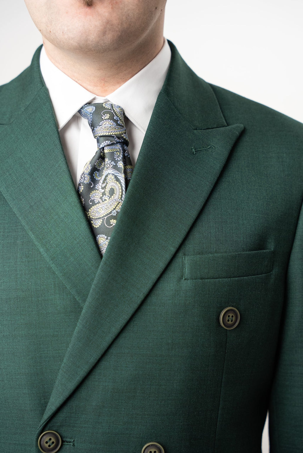 (product) Costum Barbati Verde Doua Randuri de nasturi Tailored Fit Cfg319