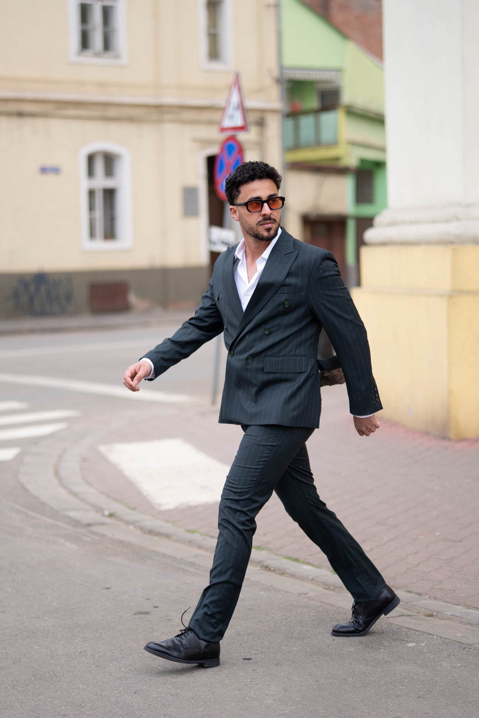 Costum Barbati Verde Inchis Imperial Dungi la Doua Randuri de nasturi Tailored Fit Cfg364