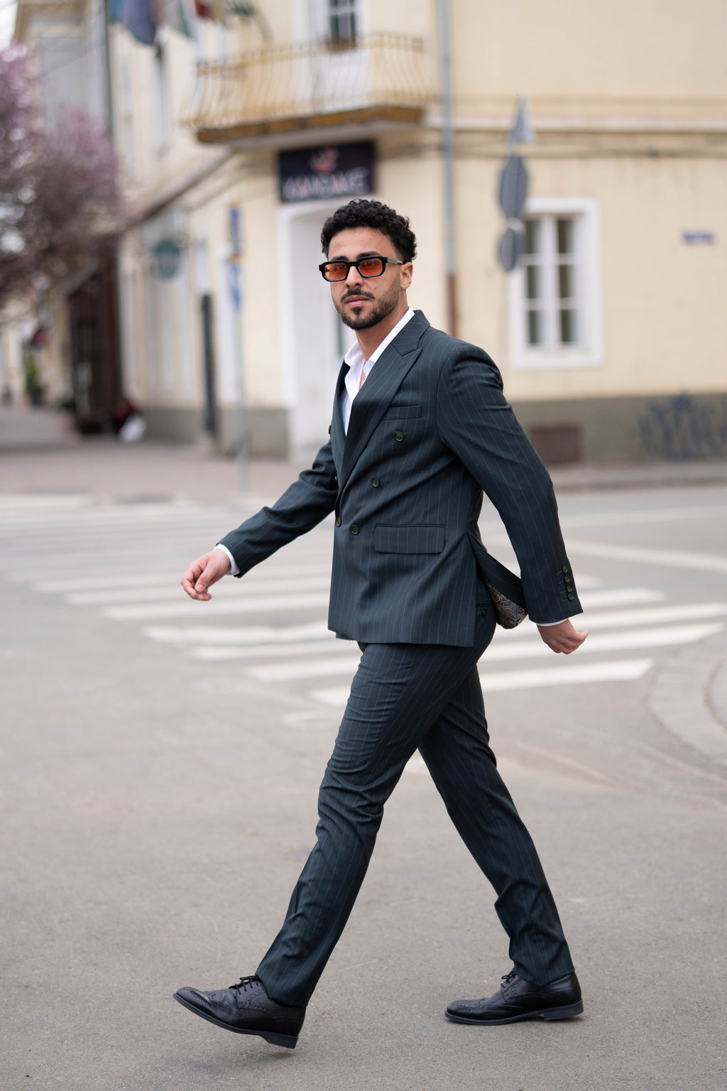 Costum Barbati Verde Inchis Imperial Dungi la Doua Randuri de nasturi Tailored Fit Cfg364