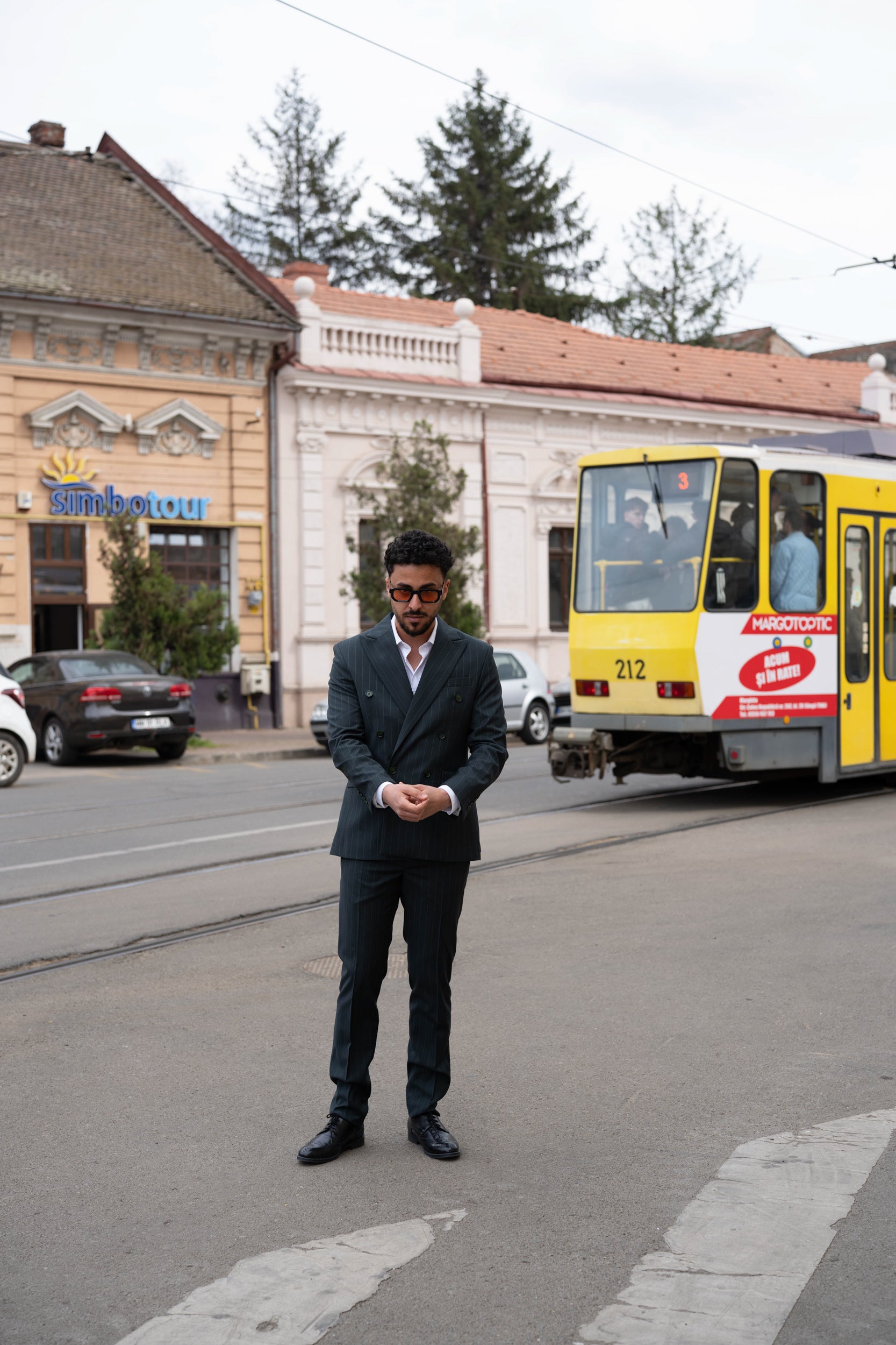 Costum Barbati Verde Inchis Imperial Dungi la Doua Randuri de nasturi Tailored Fit Cfg364