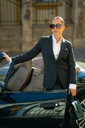 Costum business dama verde dungi