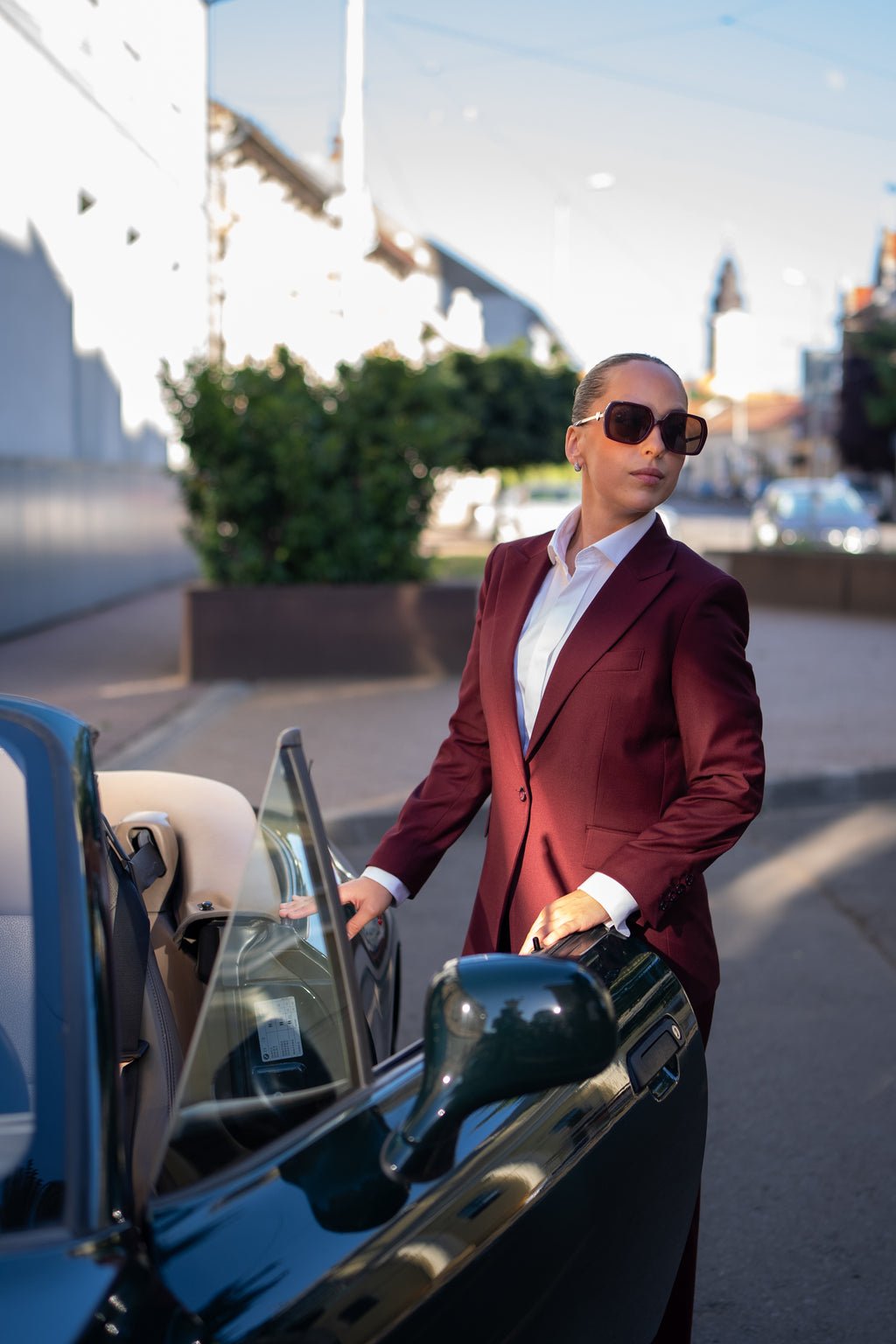 Costum business de femei burgundy