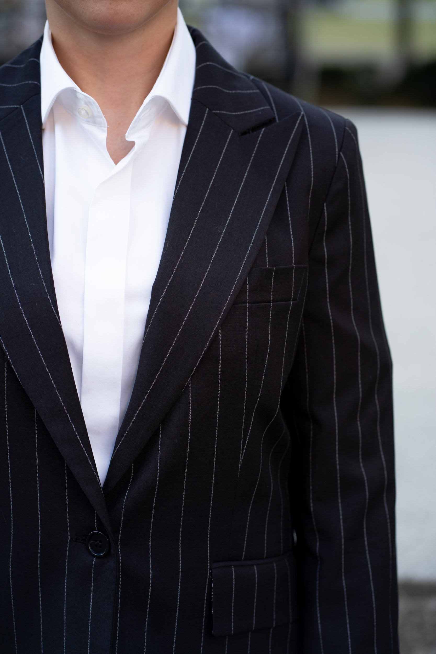 Costum business de femei negru dungi