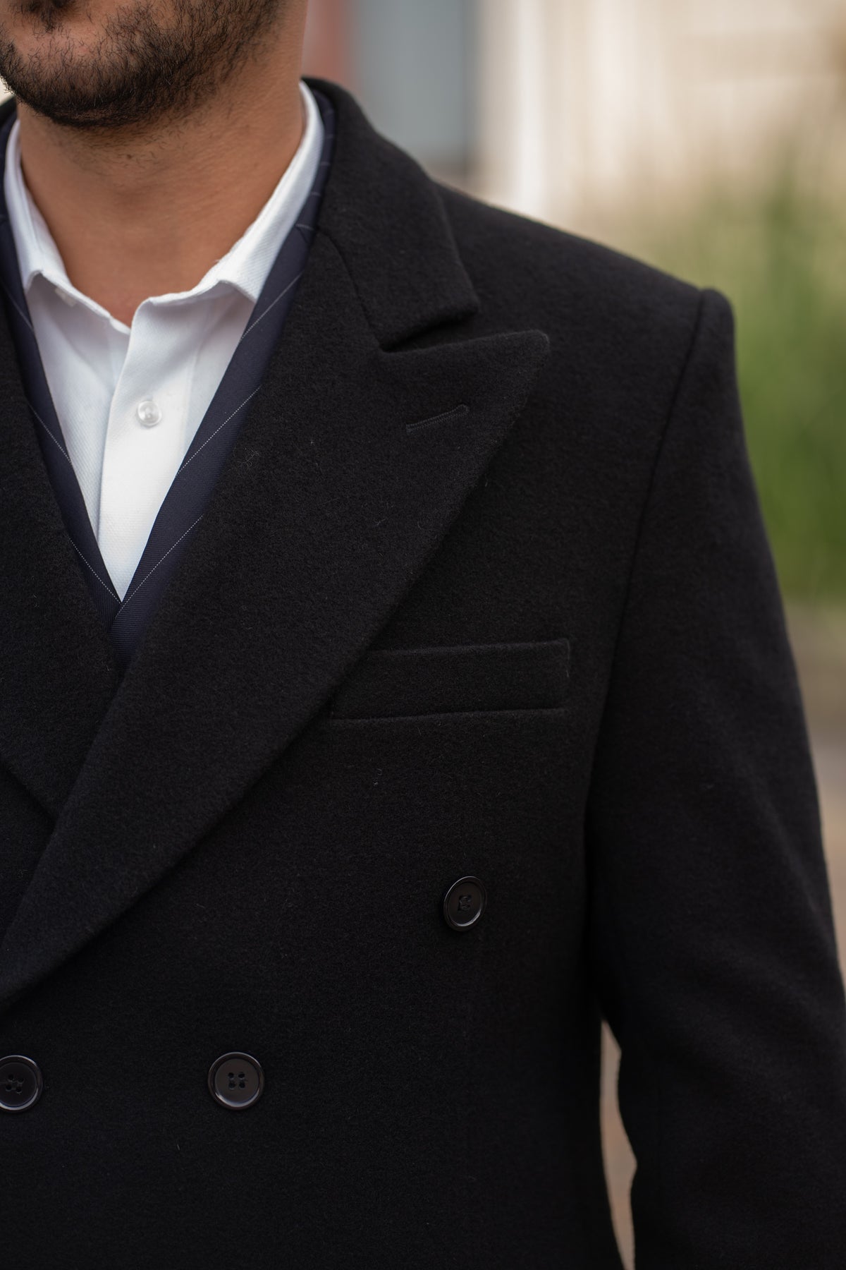 Palton mediu pentru Barbati Negru Tailored Fit Pal005