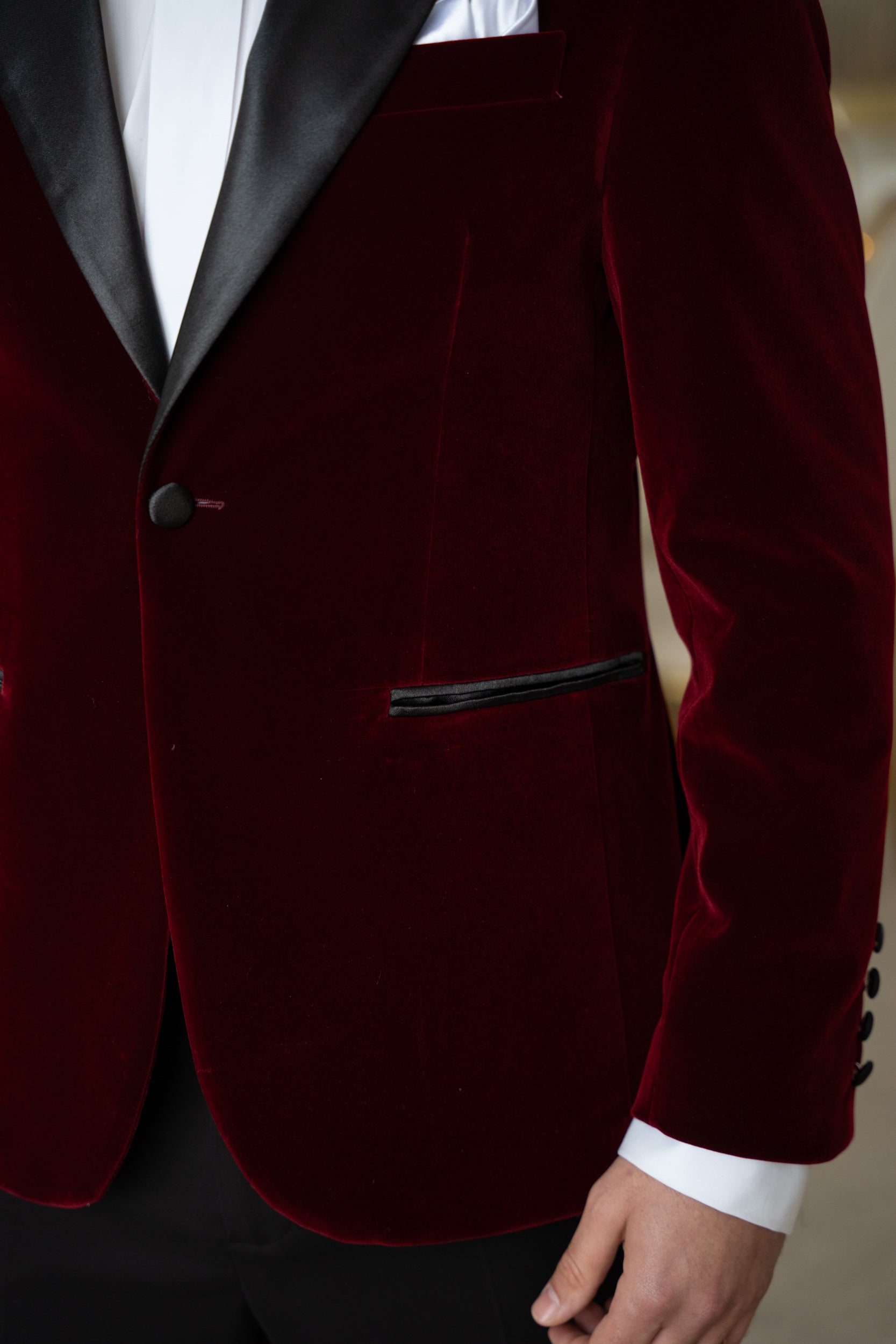 Costum ceremonie catifea rosu regal Cfg042