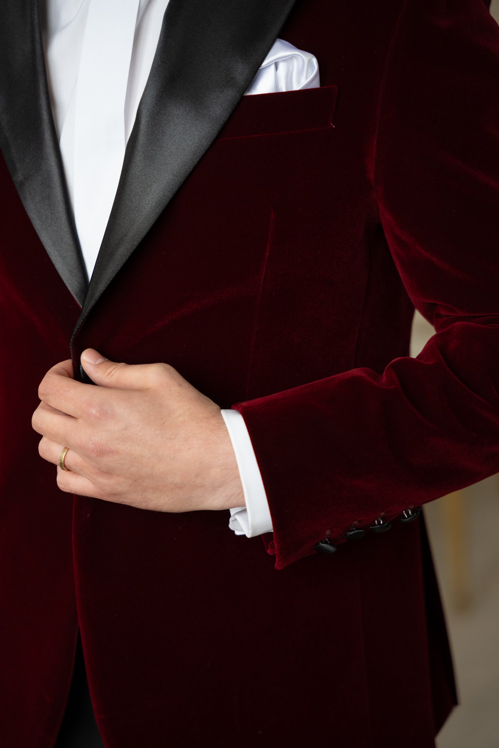 Costum ceremonie catifea rosu regal Cfg042