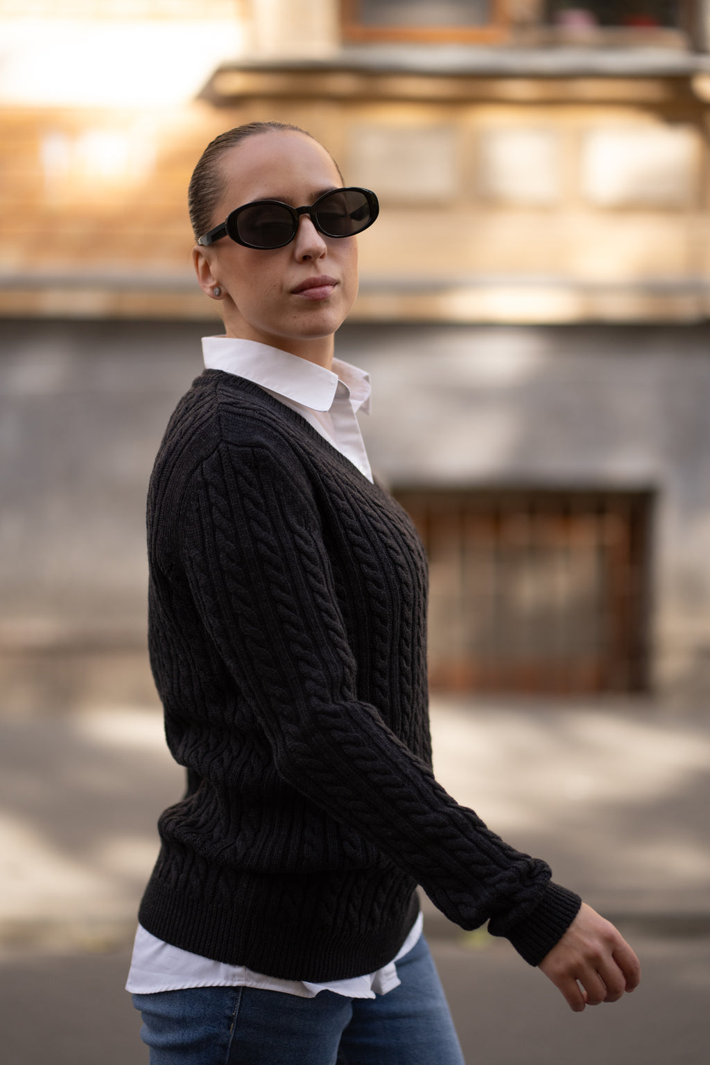 Pulover dama negru 100% lana merinos Zegna Baruffa