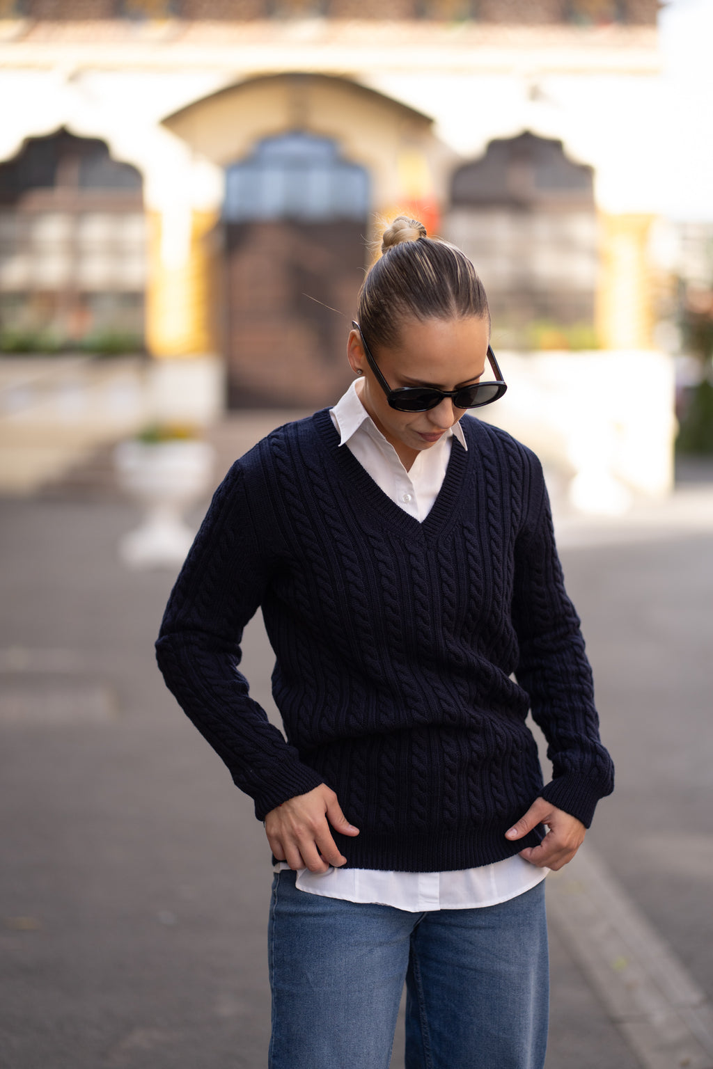 Pulover dama bleumarin 100% lana merinos Zegna Baruffa