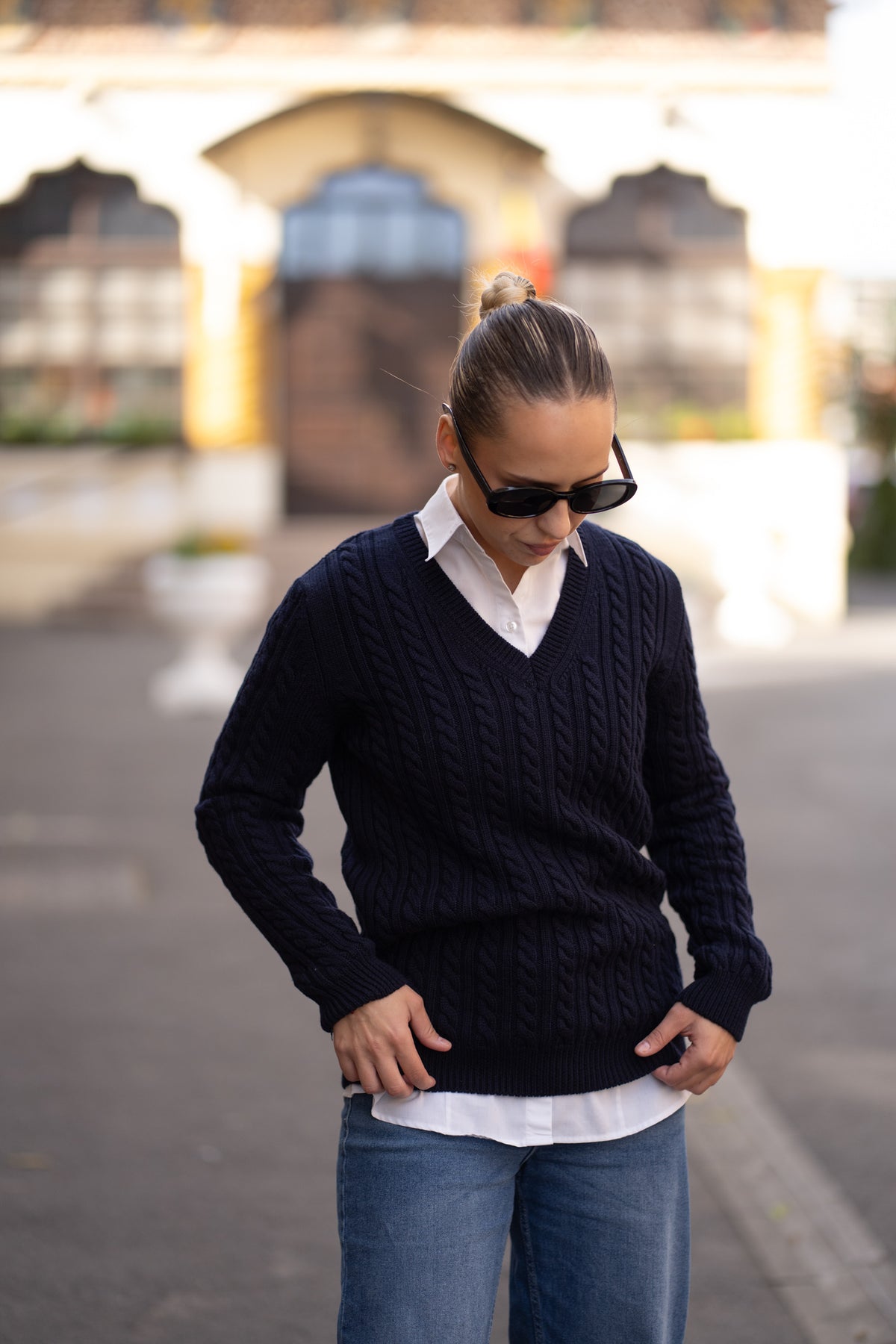 Pulover dama bleumarin 100% lana merinos Zegna Baruffa