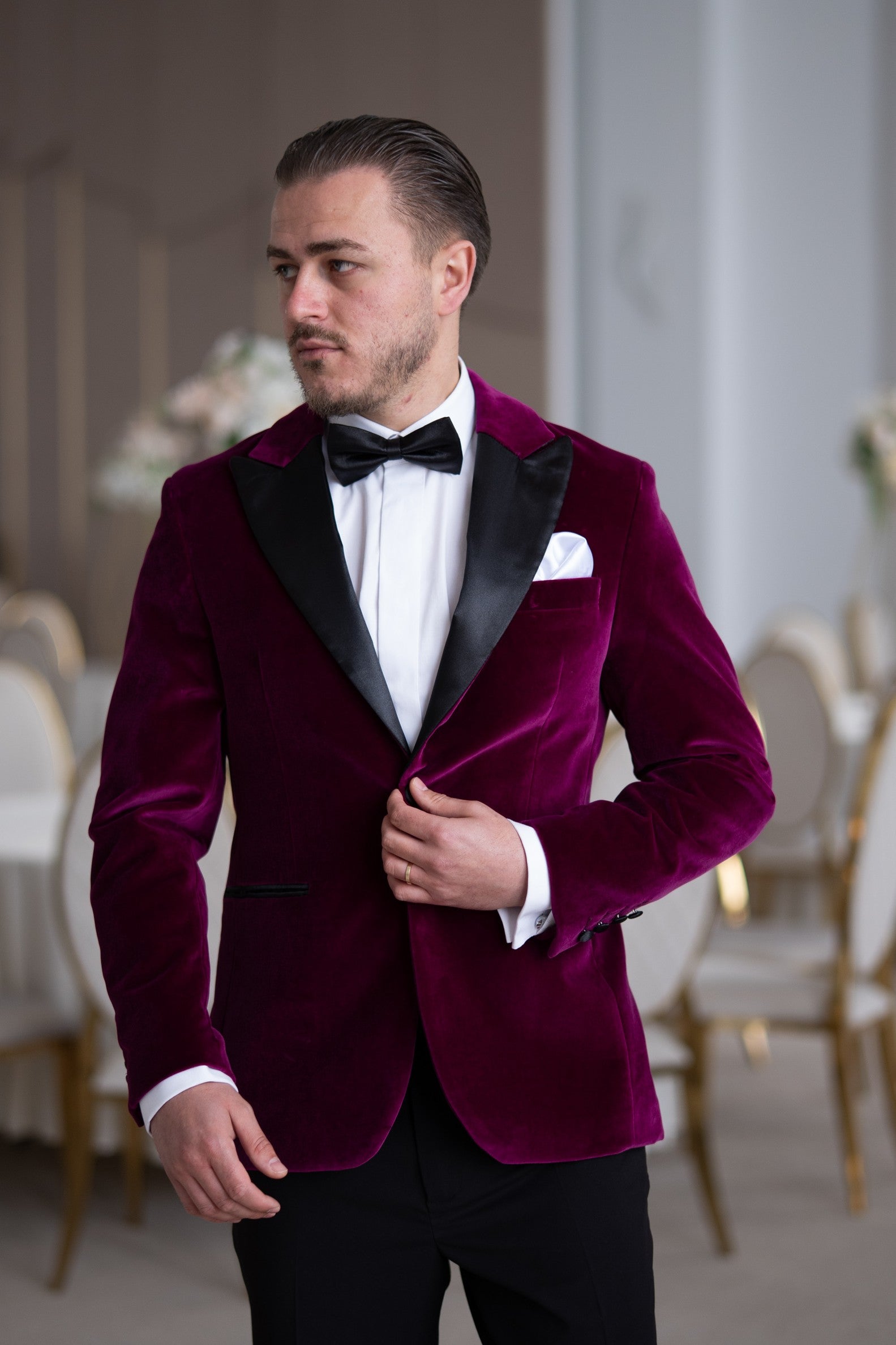 Costum ceremonie catifea purple regal Cfg043