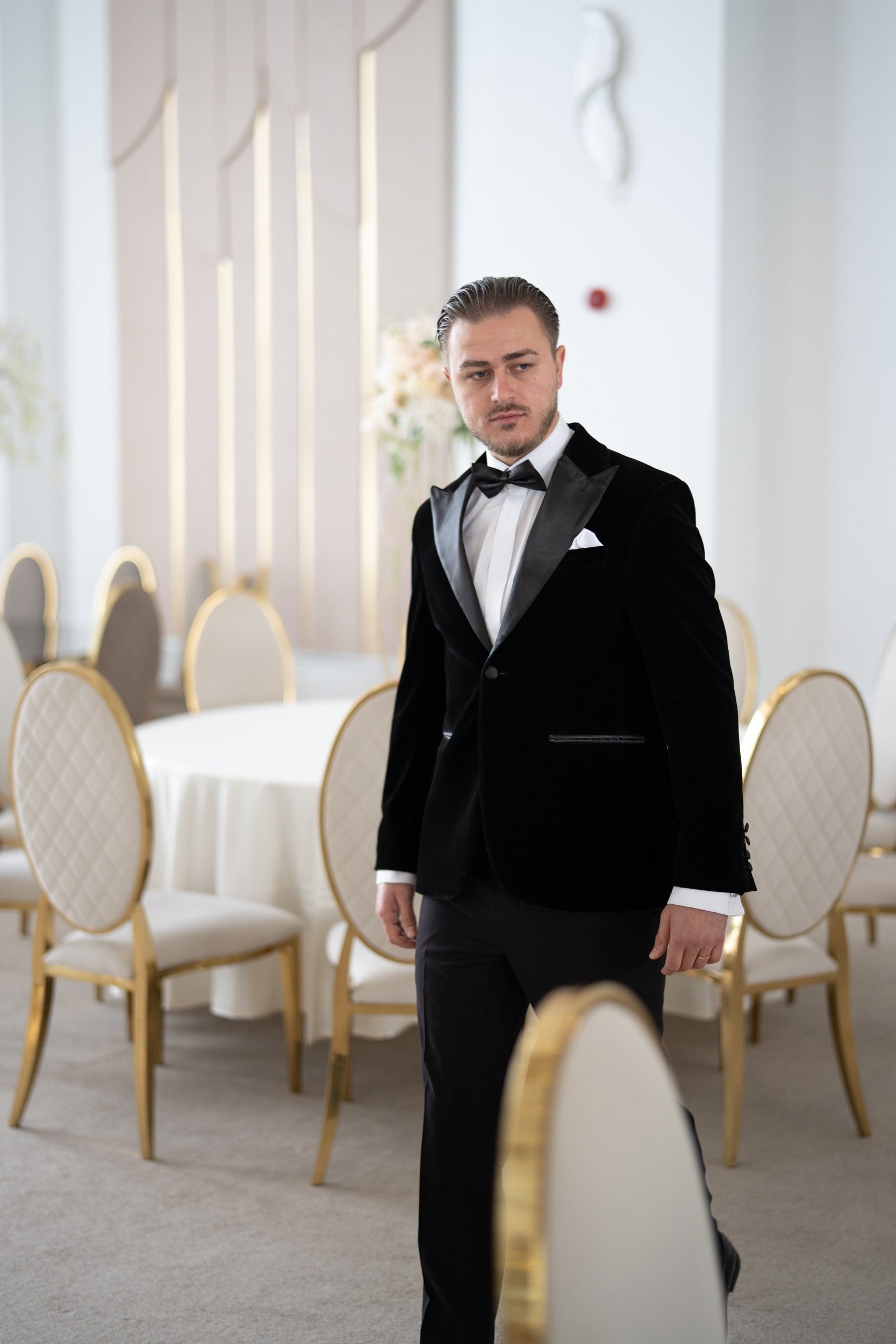 Costum ceremonie catifea negru Cfg045