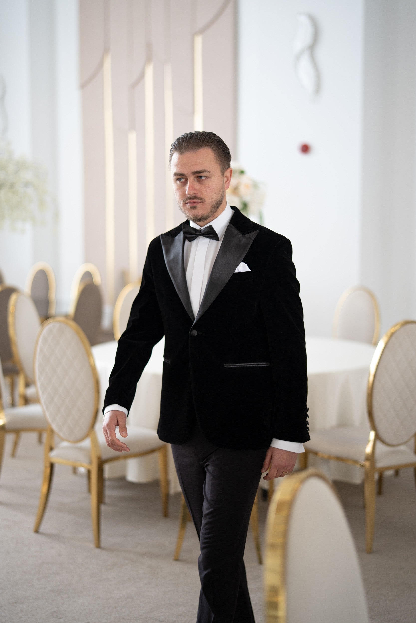 Costum ceremonie catifea negru Cfg045