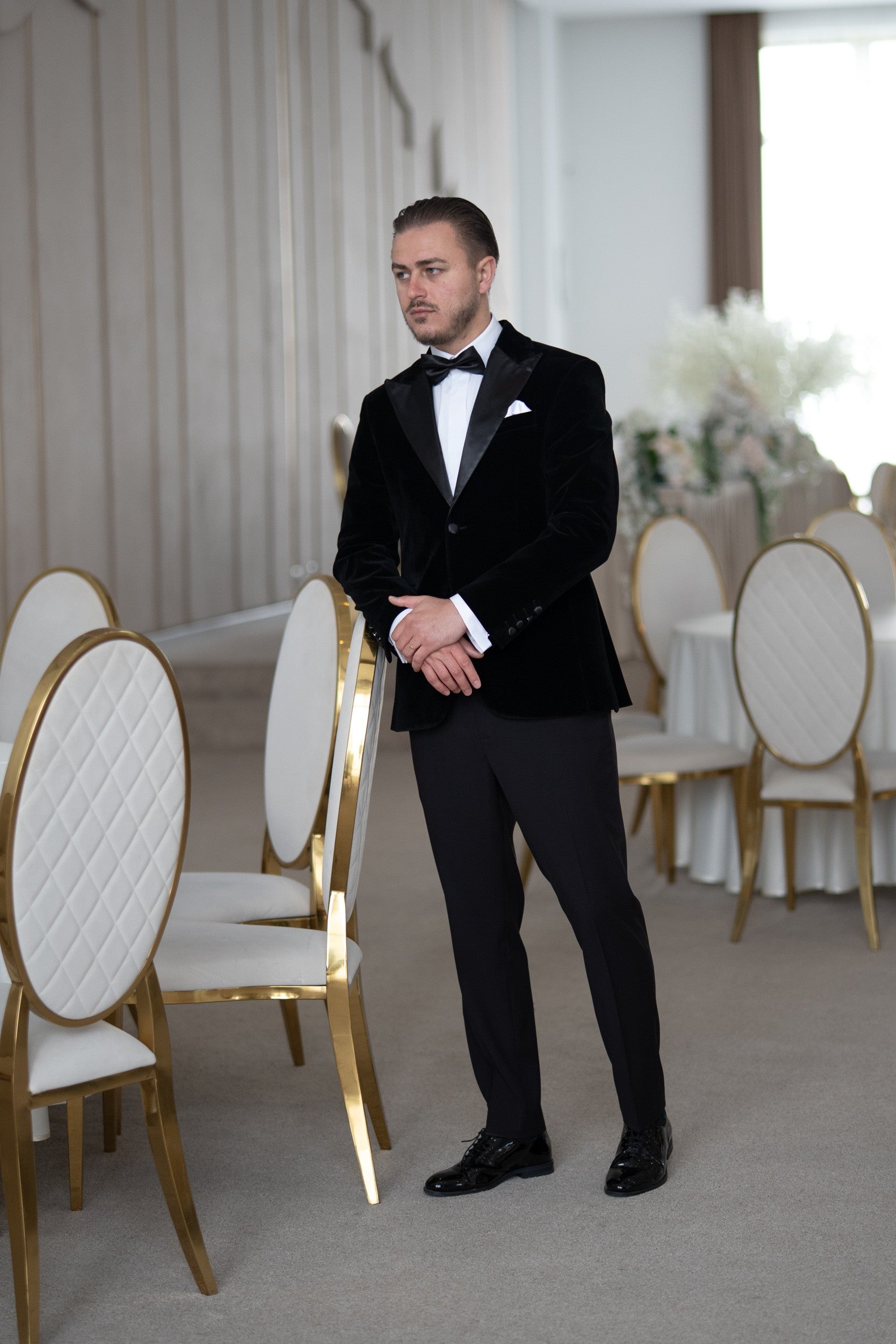 Costum ceremonie catifea negru Cfg045