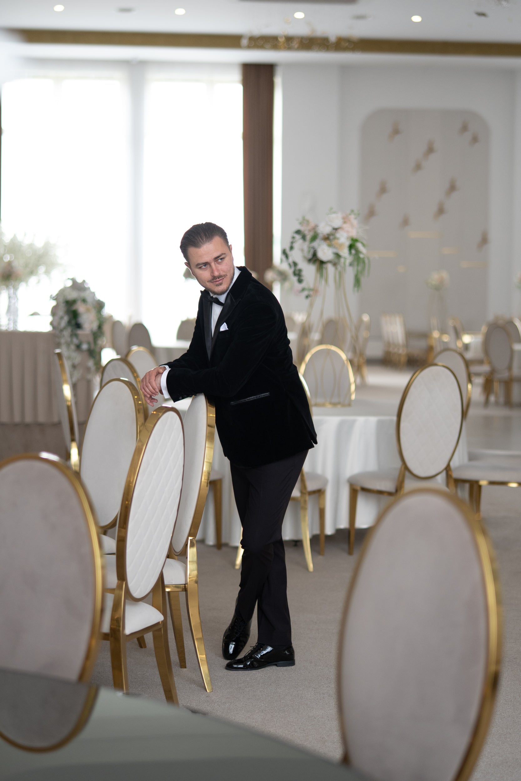 Costum ceremonie catifea negru Cfg045