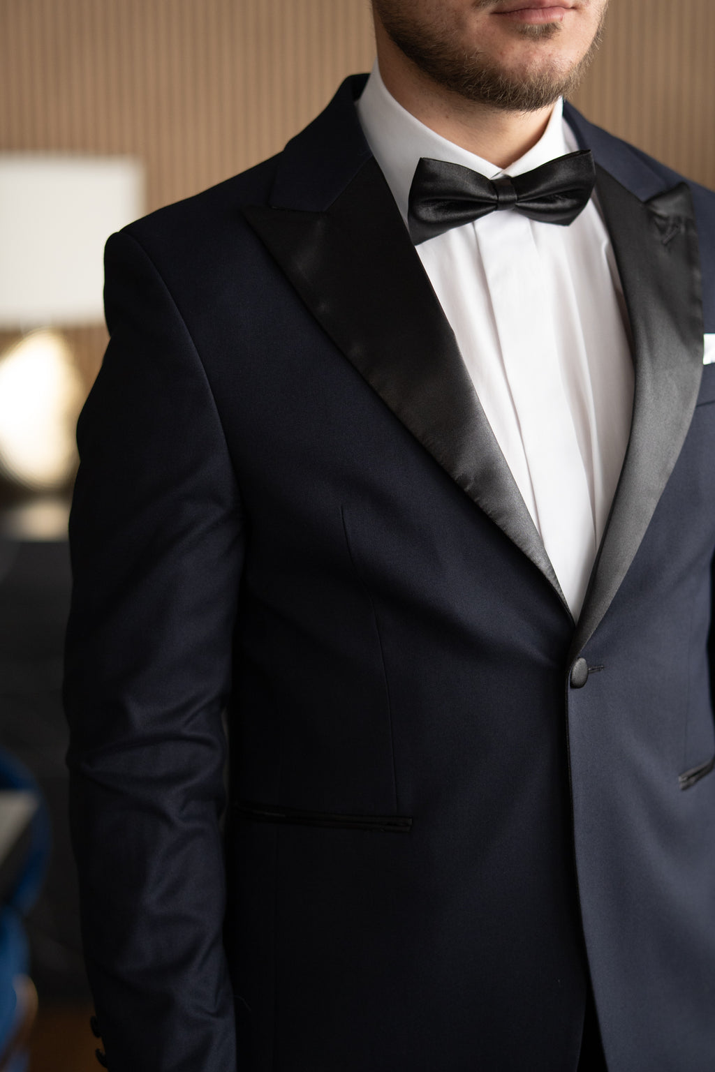 Costum Barbati Ceremonie Bleumarin Rever Ascutit Tailored Fit Cfg332