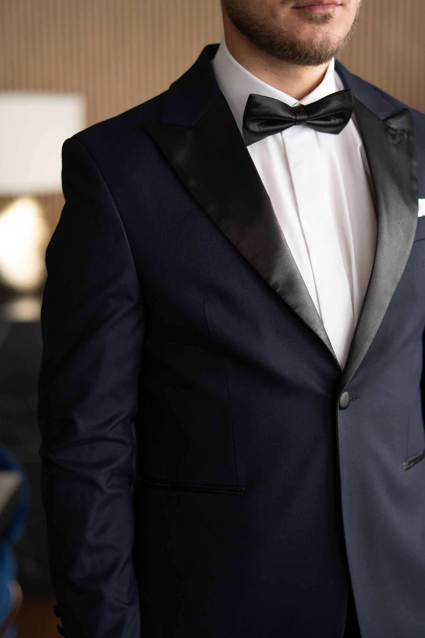 Costum Barbati Ceremonie Bleumarin Rever Ascutit Tailored Fit Cfg332