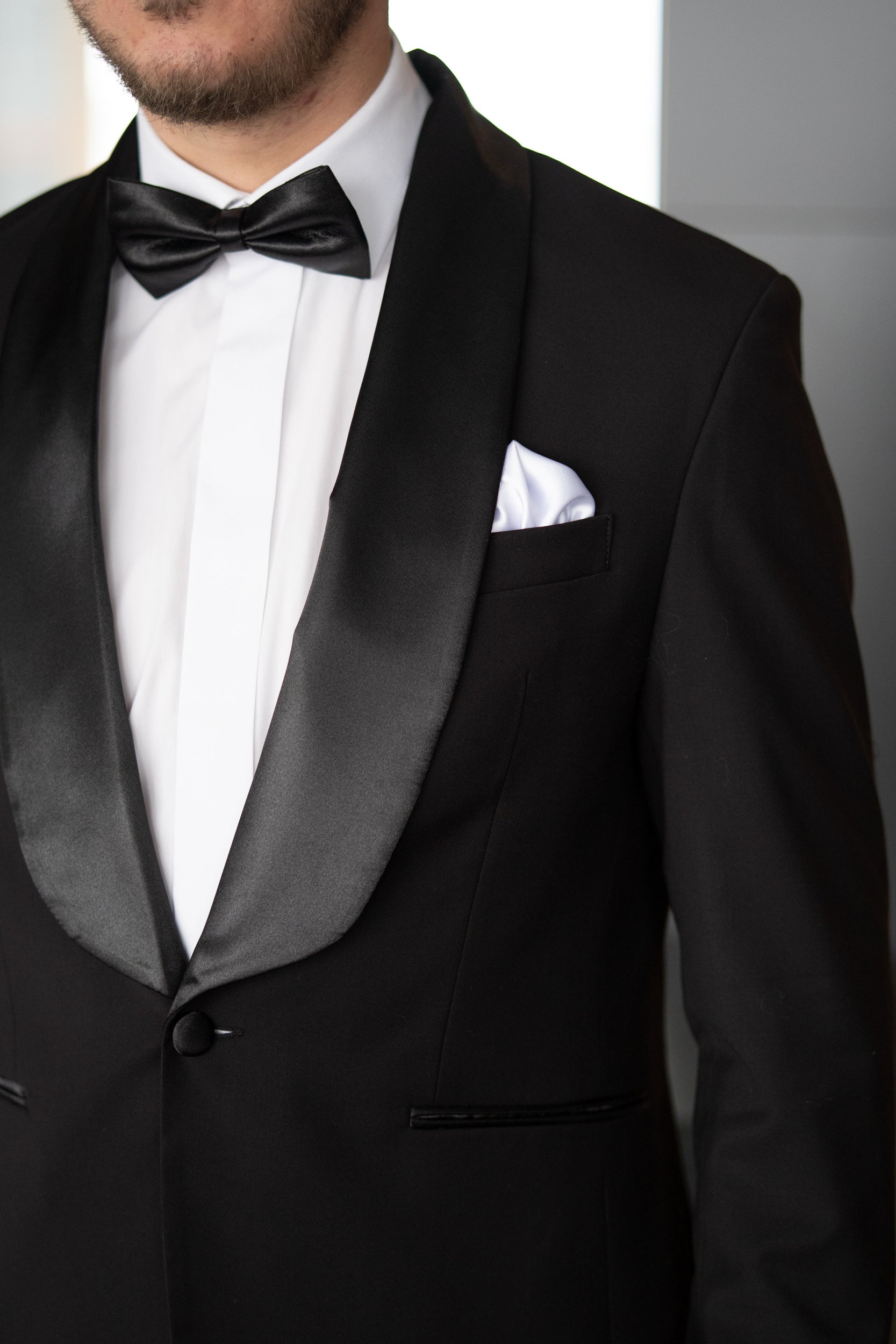 Costum Barbati Ceremonie Negru Rever Sal Tailored Fit Cfg340