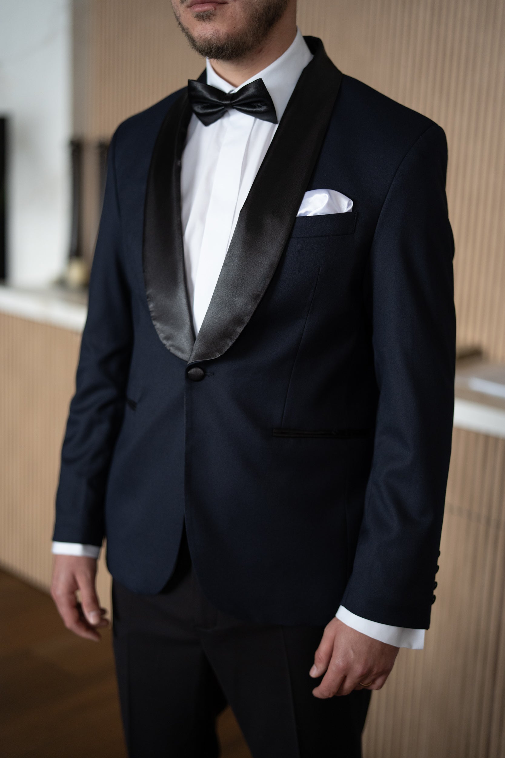 Costum Barbati Ceremonie Bleumarin Rever Sal Tailored Fit Cfg341