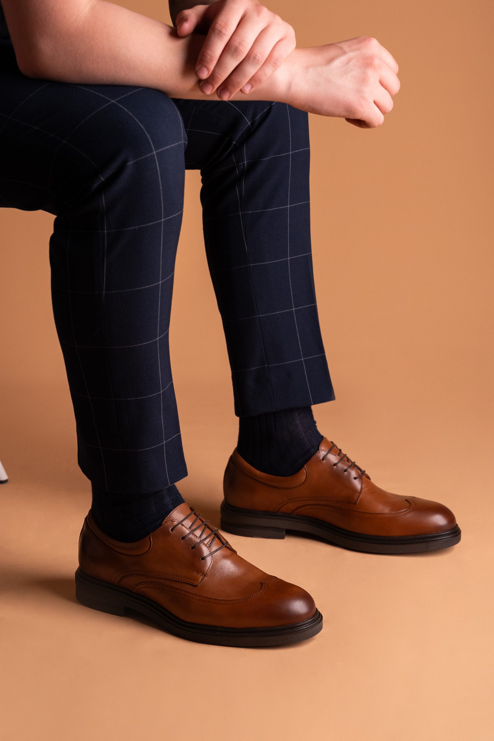 (product) Pantofi Bărbați din piele naturală, Cognac Box, Cfgp657cb