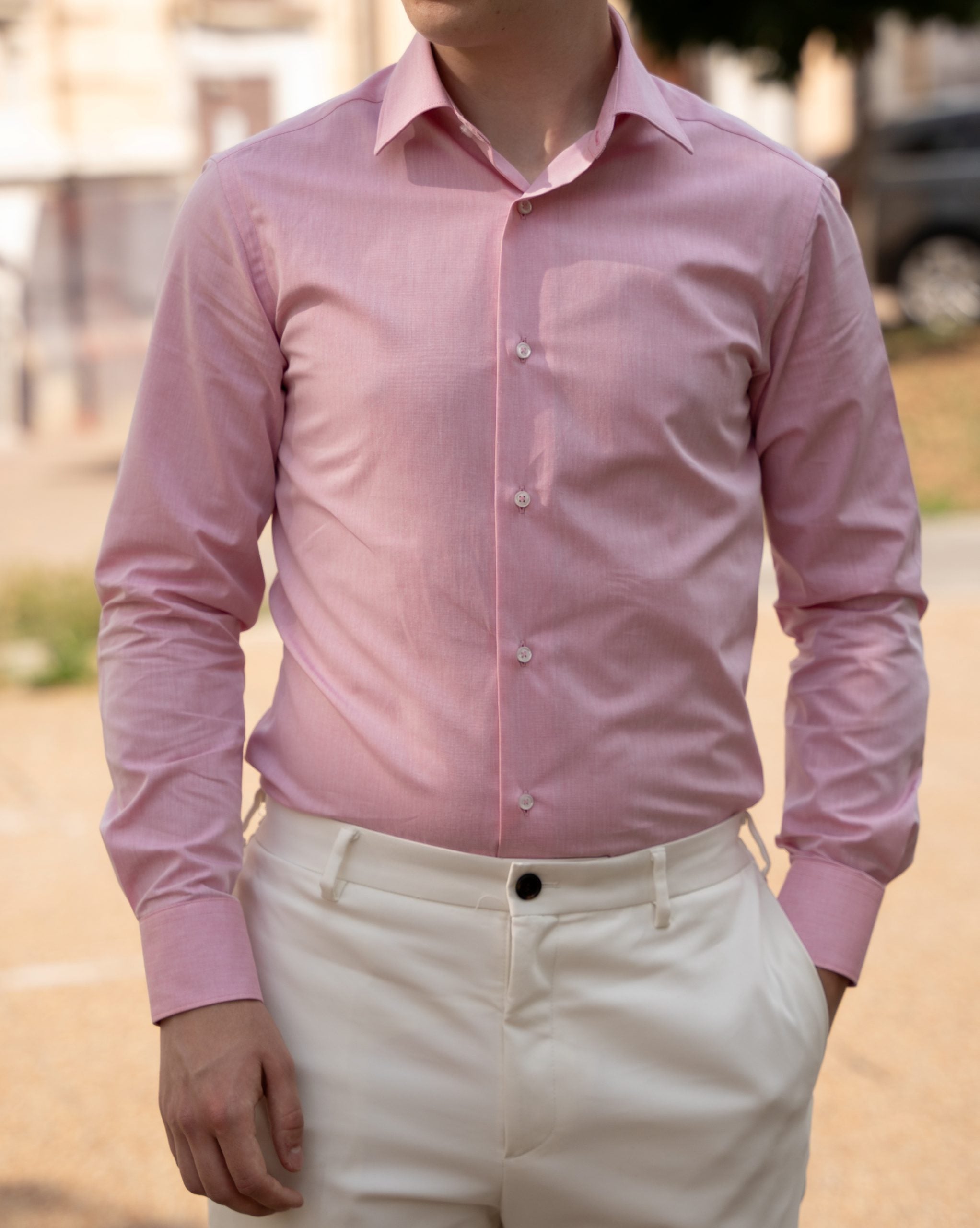 (product) Camasa roz rossa di Tropea slim fit Cms01rt