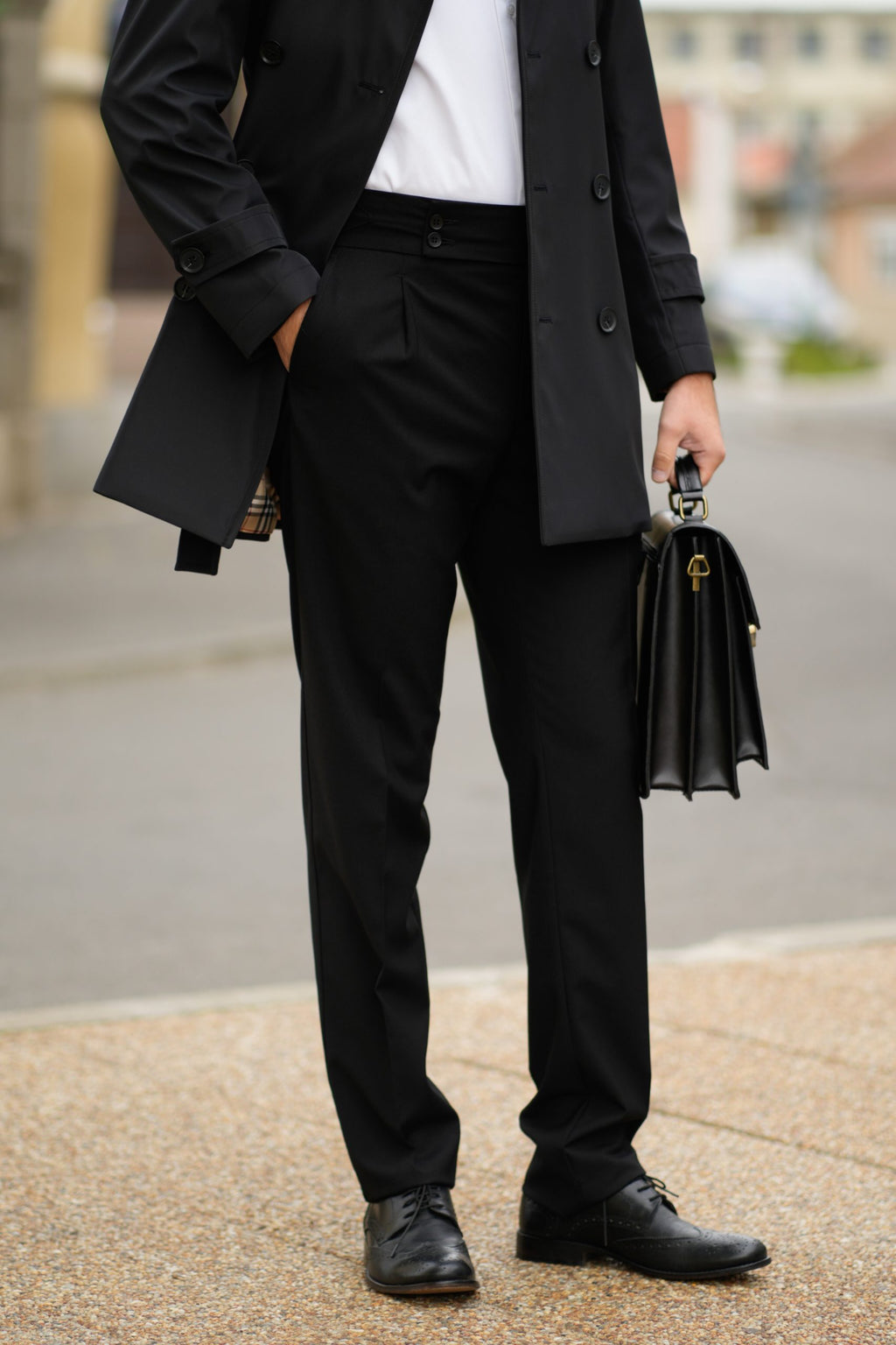 Black Italian style gurkha trousers CFGK006