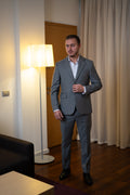 Costum barbati gri 100% lana Vitale Barberis Canonico rever crestat