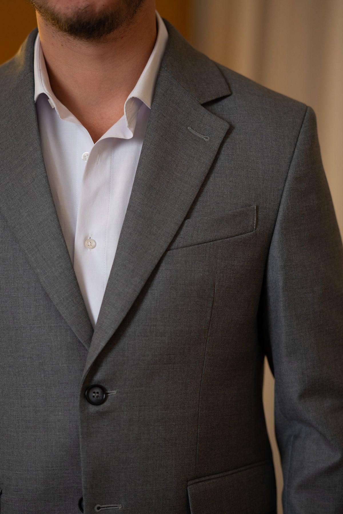 Costum barbati gri 100% lana Vitale Barberis Canonico rever crestat