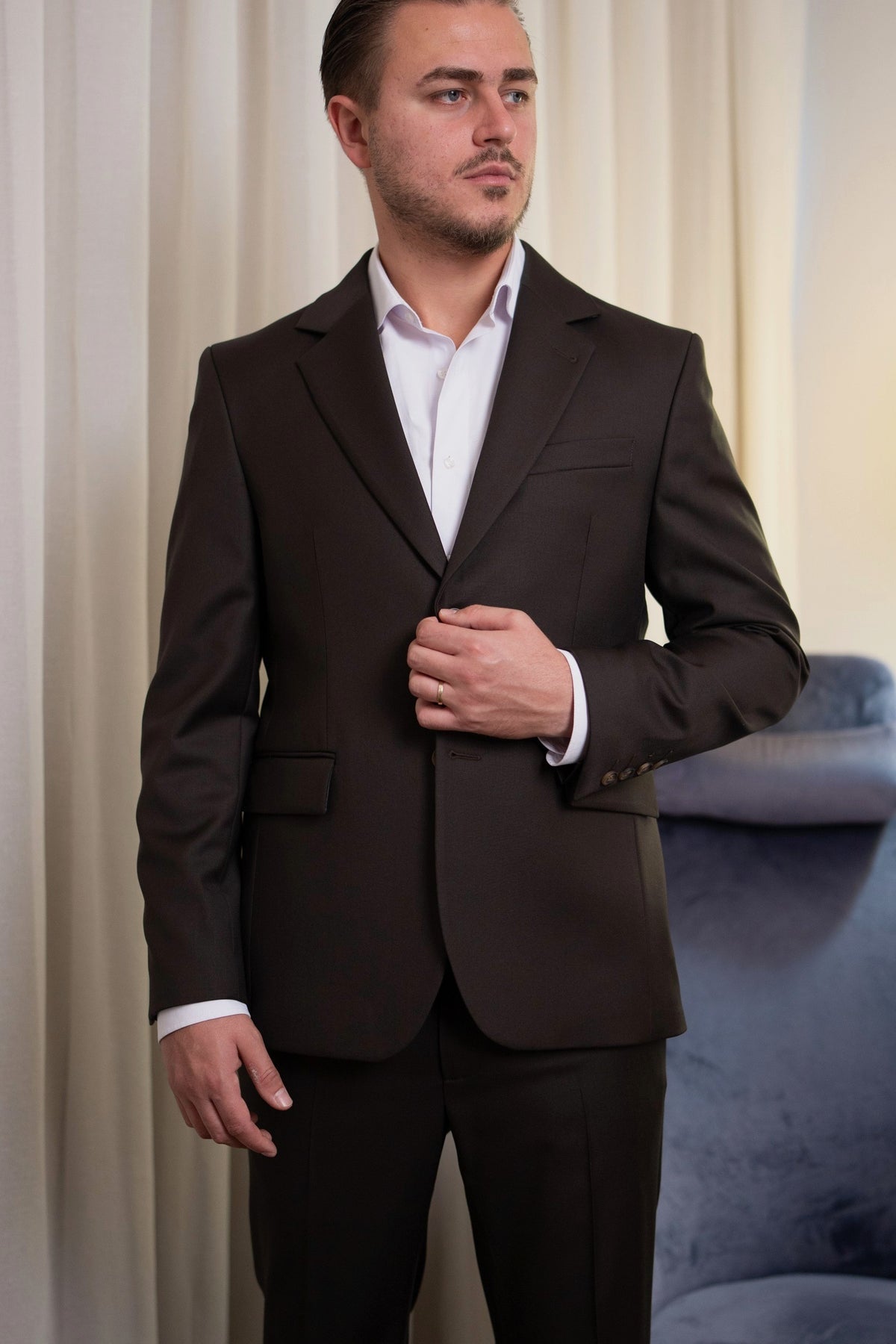 Costum barbati maro inchis 100% lana Vitale Barberis Canonico