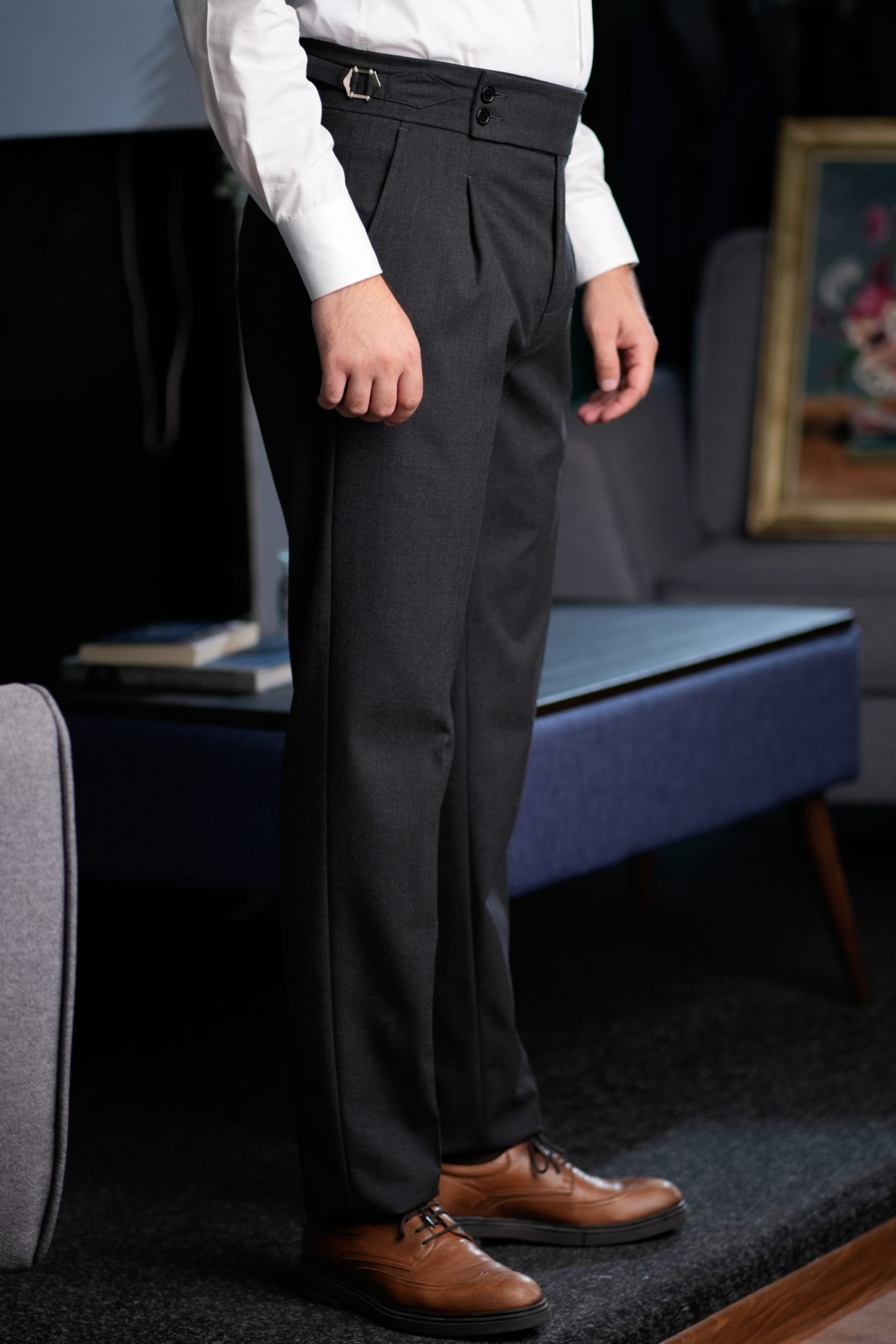 Pantaloni stil italian gri antracit gurkha CFGK012