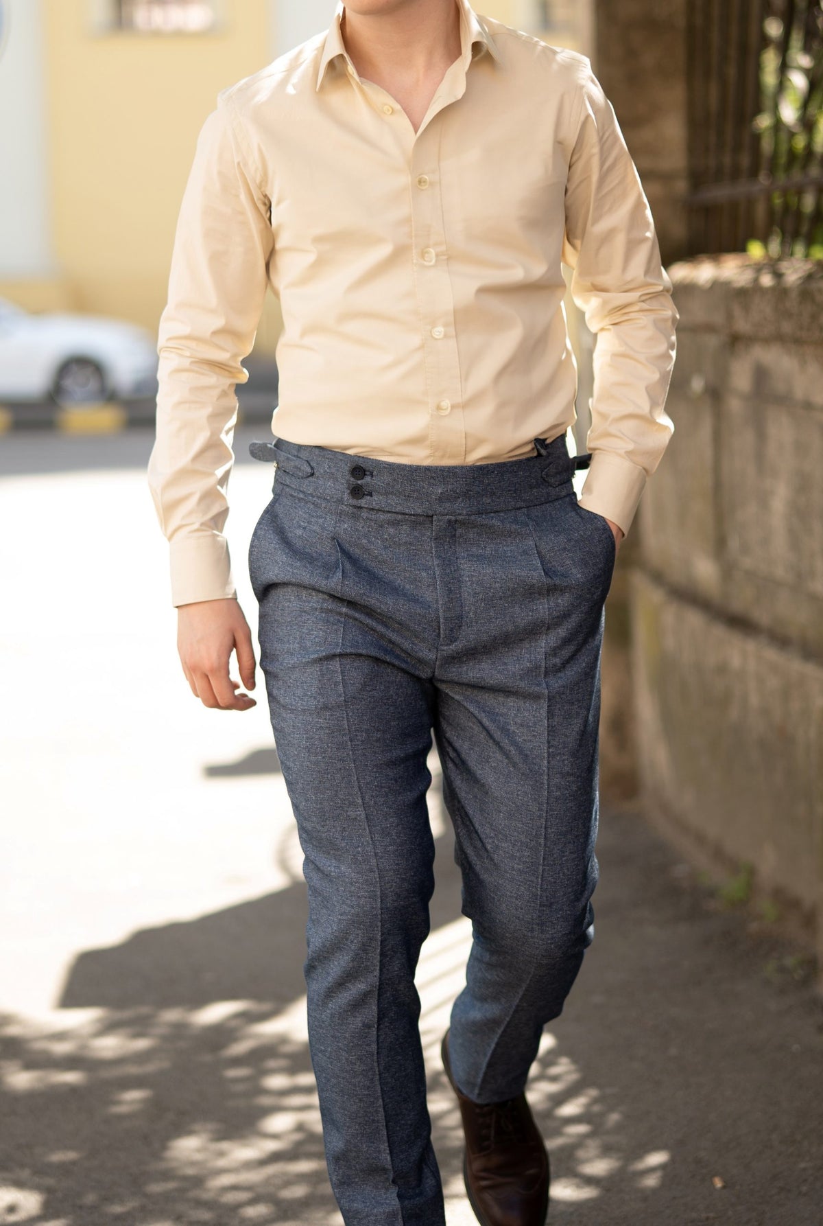 (product) Camasa barbati bumbac uni bej slim fit Cms01bj