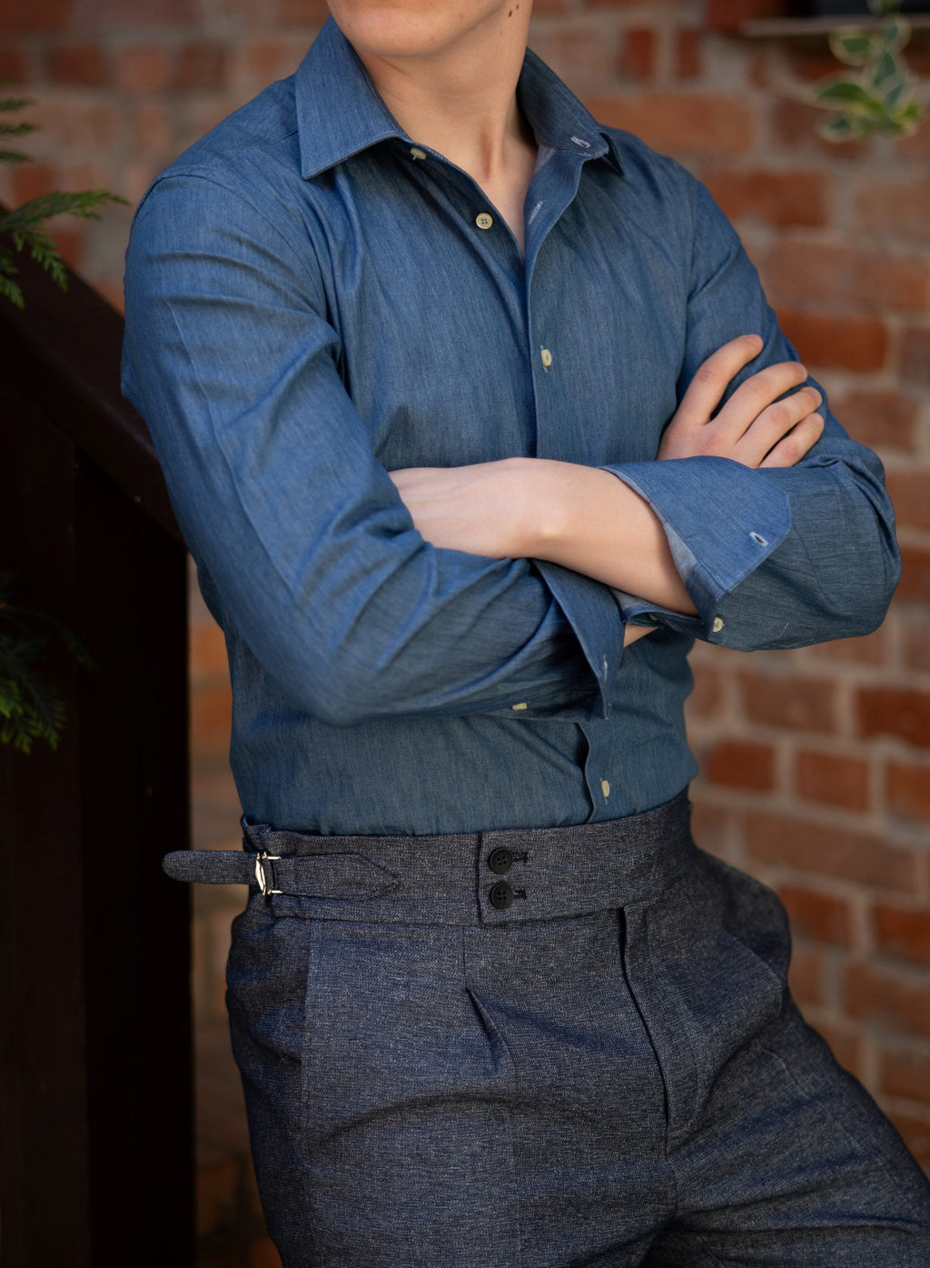 (product) Camasa barbati bumbac bleu denim slim fit Cms01bd