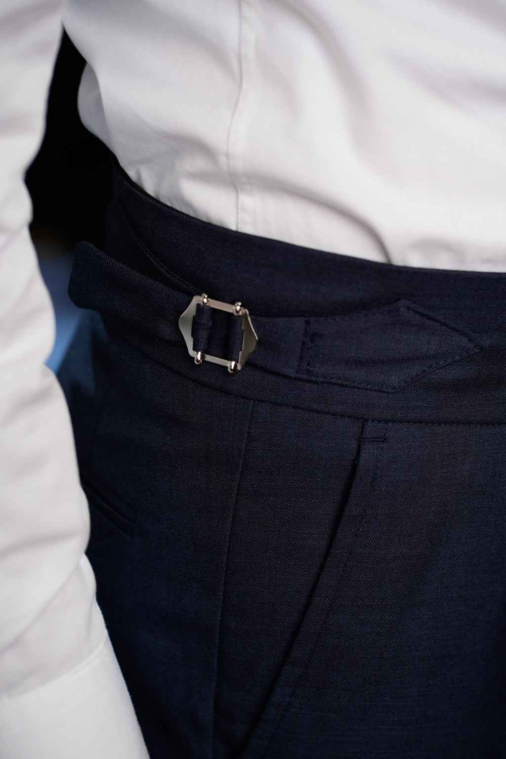 Italian style navy textured gurkha trousers CFGK007