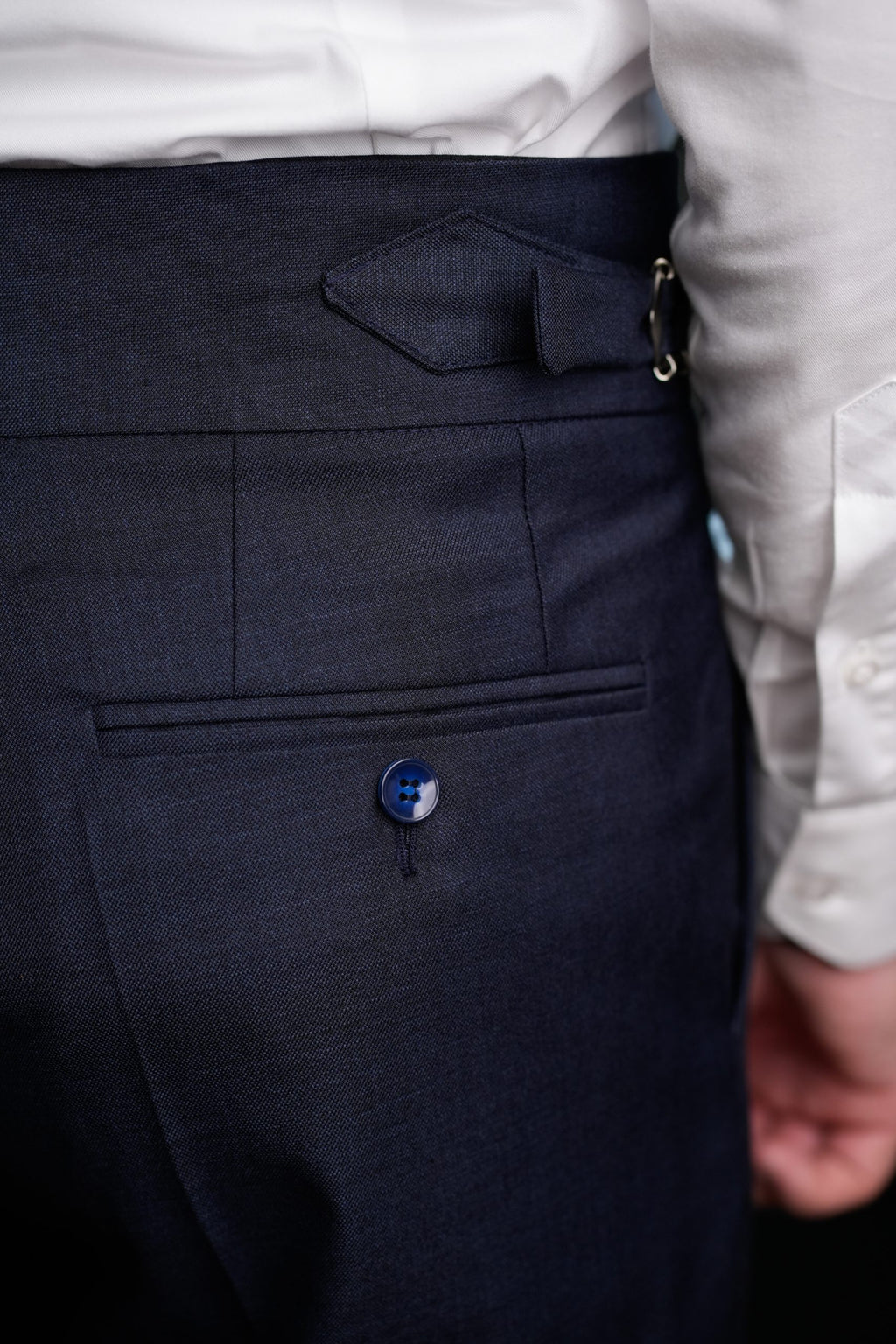 Italian style navy textured gurkha trousers CFGK007