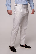 Italian Albi Gurkha pants by CoutureForGentlemen, showcasing tailored fit and stylish design in neutral fabric.