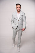 Light green checkered men's costume jacket with a tailored fit, perfect for stylish formal occasions.