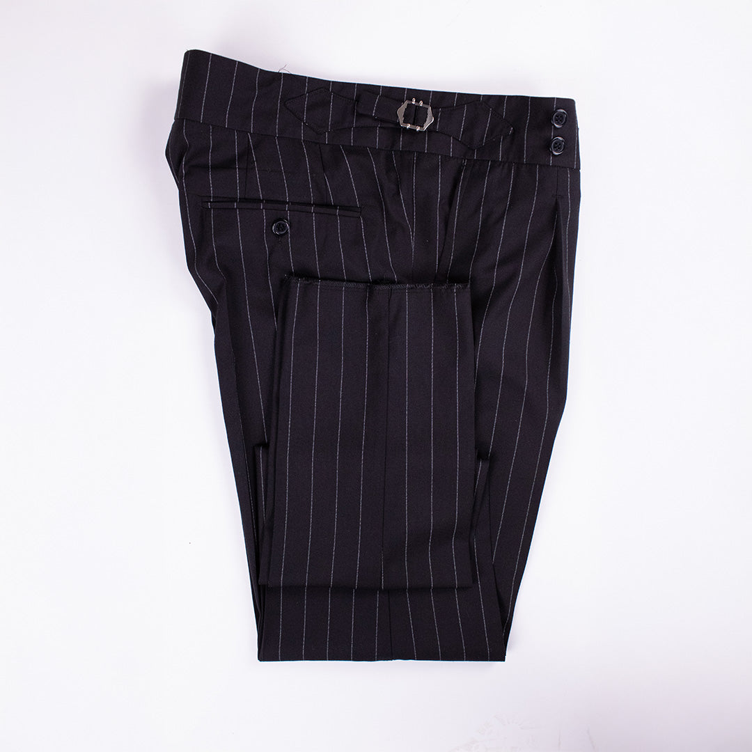 pantaloni stil italian negru dungi