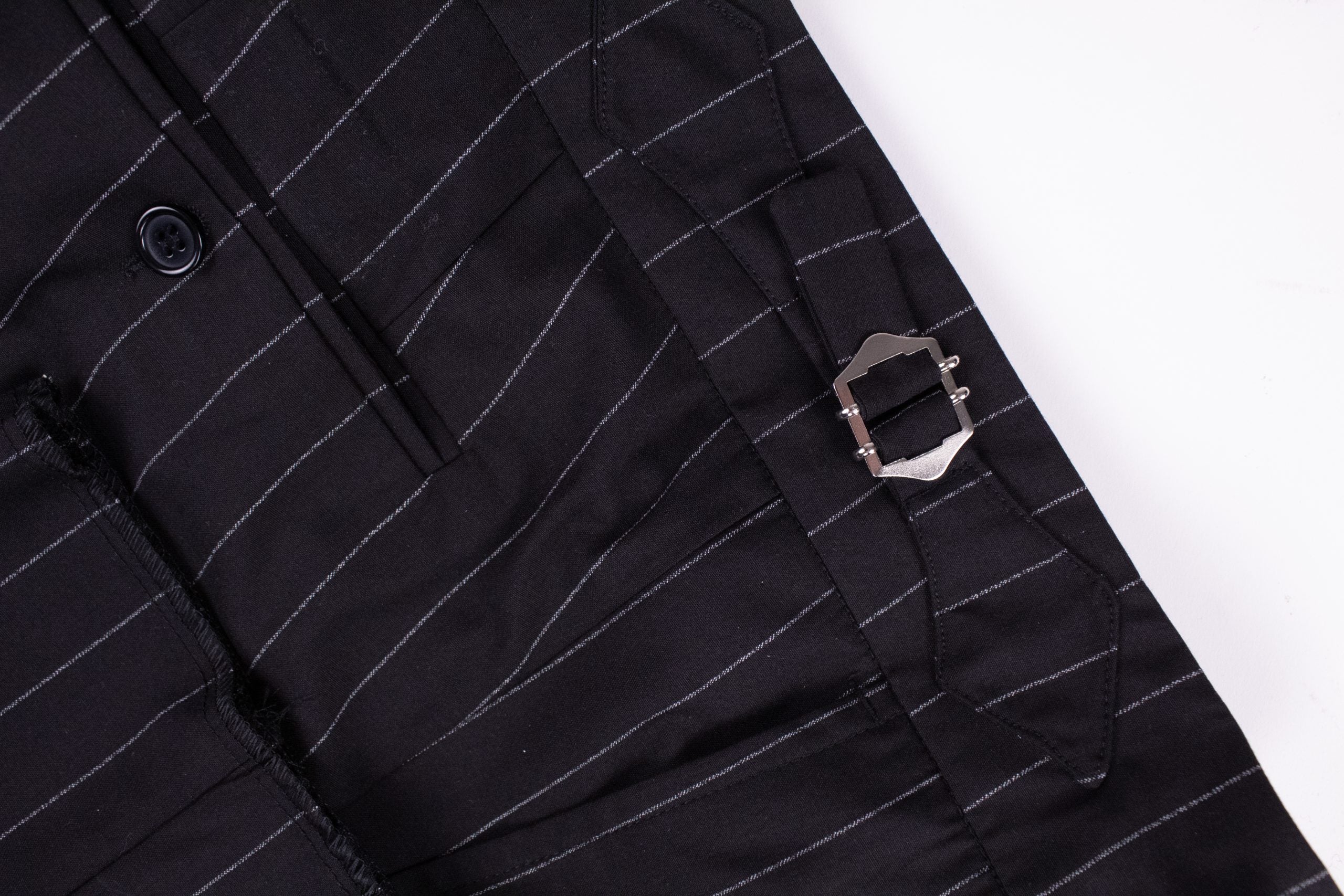 Pantaloni stil italian negru dungi CFGK019