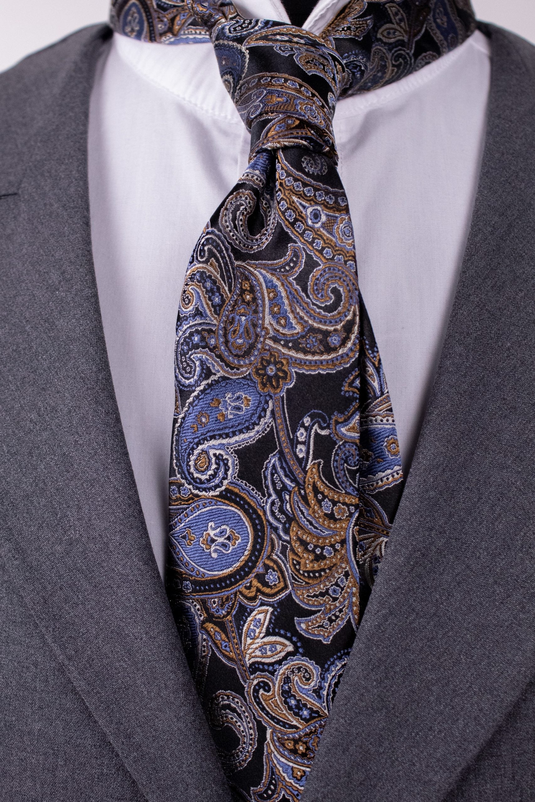 Cravata negru colorat, mătase naturală, Crv019