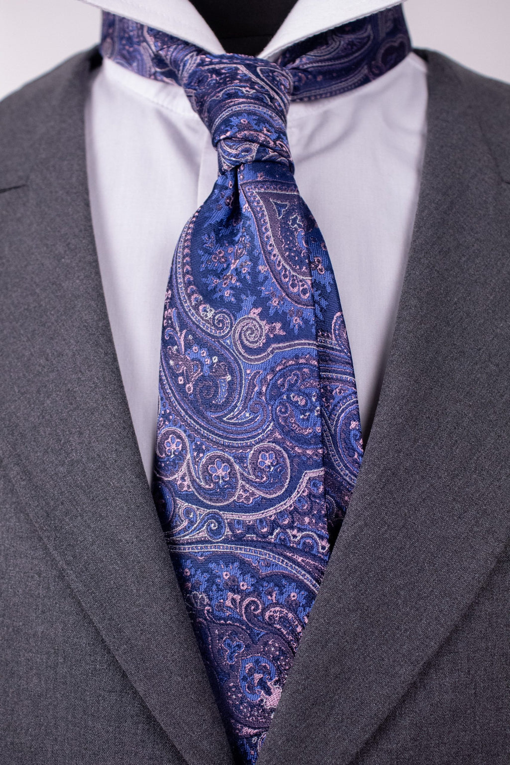 Purple silk cravat from CoutureForGentlemen, featuring elegant natural silk fabric and stylish design.