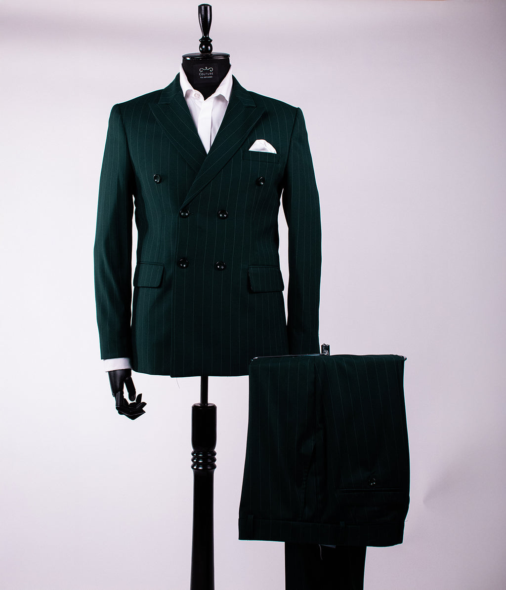 costum barbati verde inchis dungi